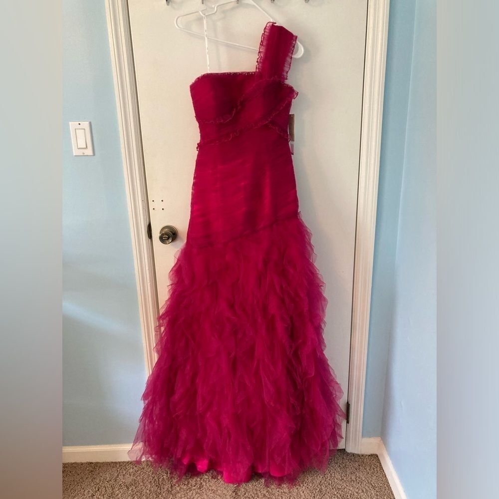 Atelier Alyce Boutique Collections Prom Dress Pink Size 4 NWT Ruffles 1 shoulder